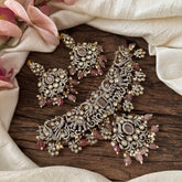 Unique Elephant Peacock Victorian Diamond Choker-Baby Pink Bead-VV1686